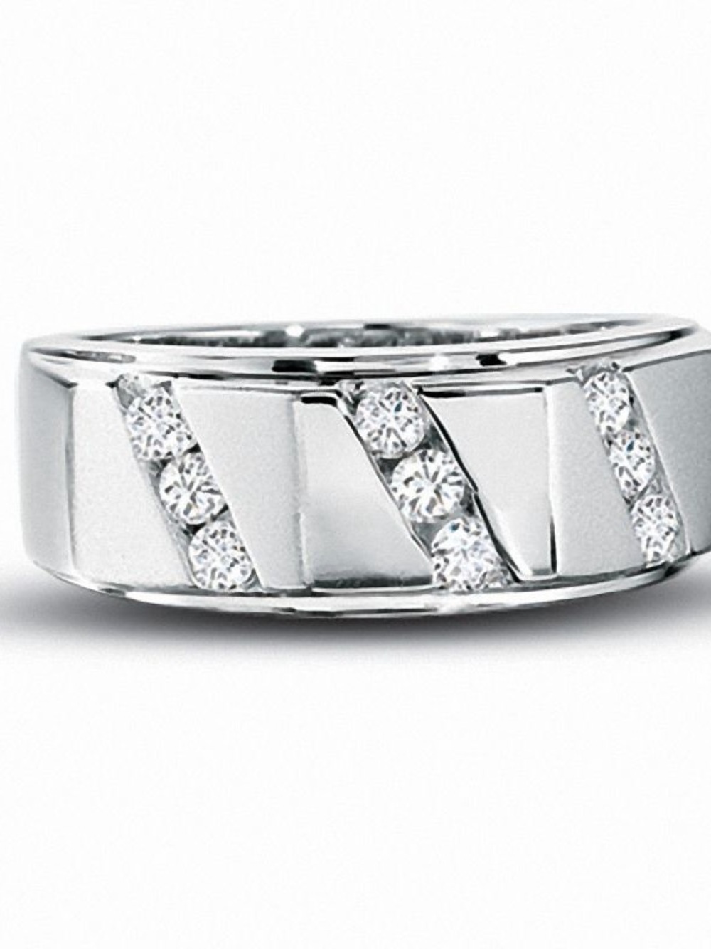 White Gold Channel-Set Round Diamond Wedding/Anniversary Band Ring Men’s/Unisex